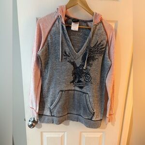 Harley Davidson women’s Bartels LA grey pink lightweight pullover hoodie large